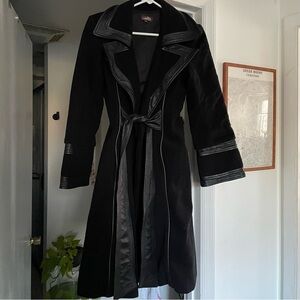 Lotta Stensson Vintage Wool and Leather Black Coat